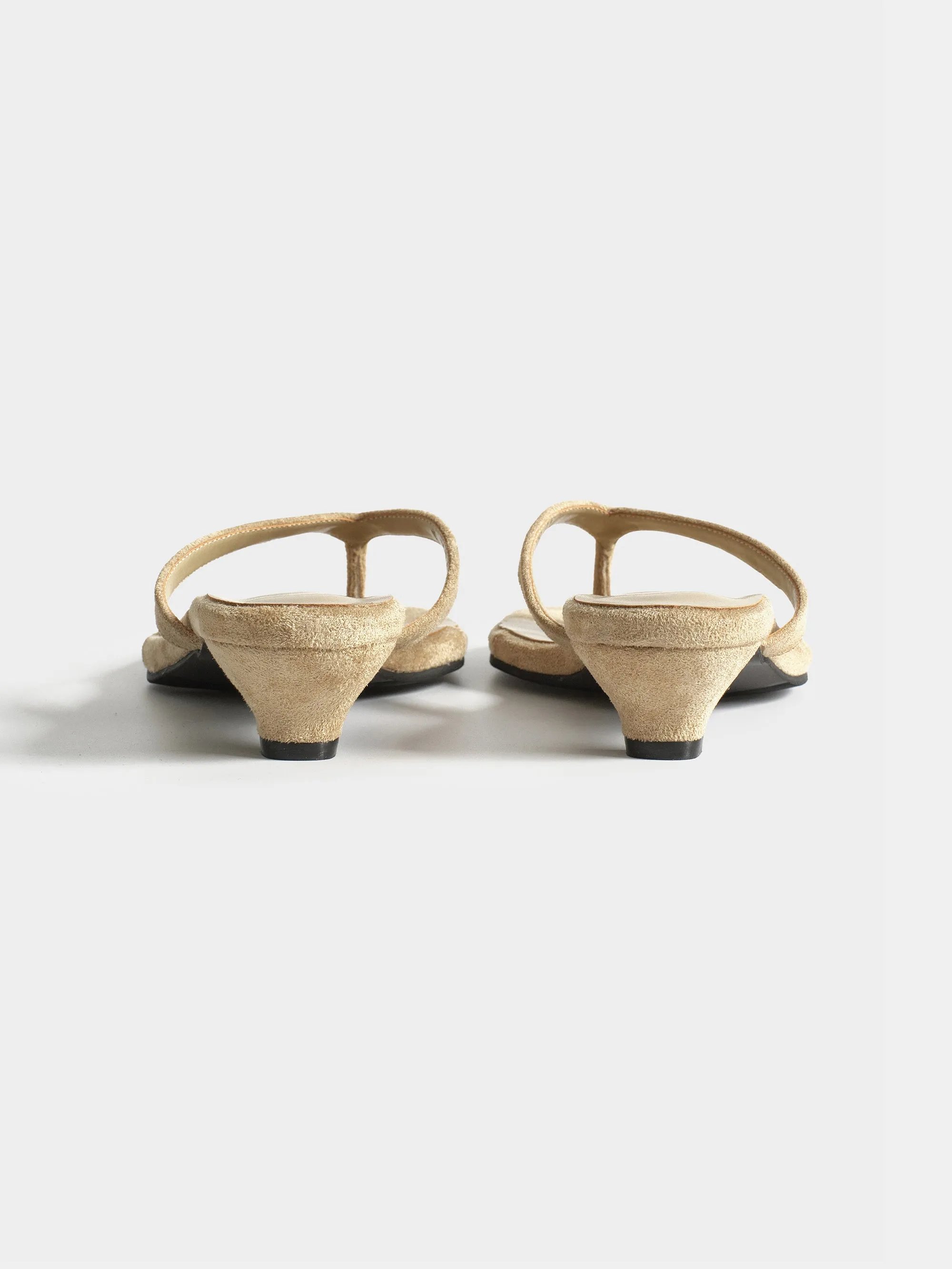 Suede Square-Toe Thong Sandals, Beige sold by Source Unknown product image thumbnail 4