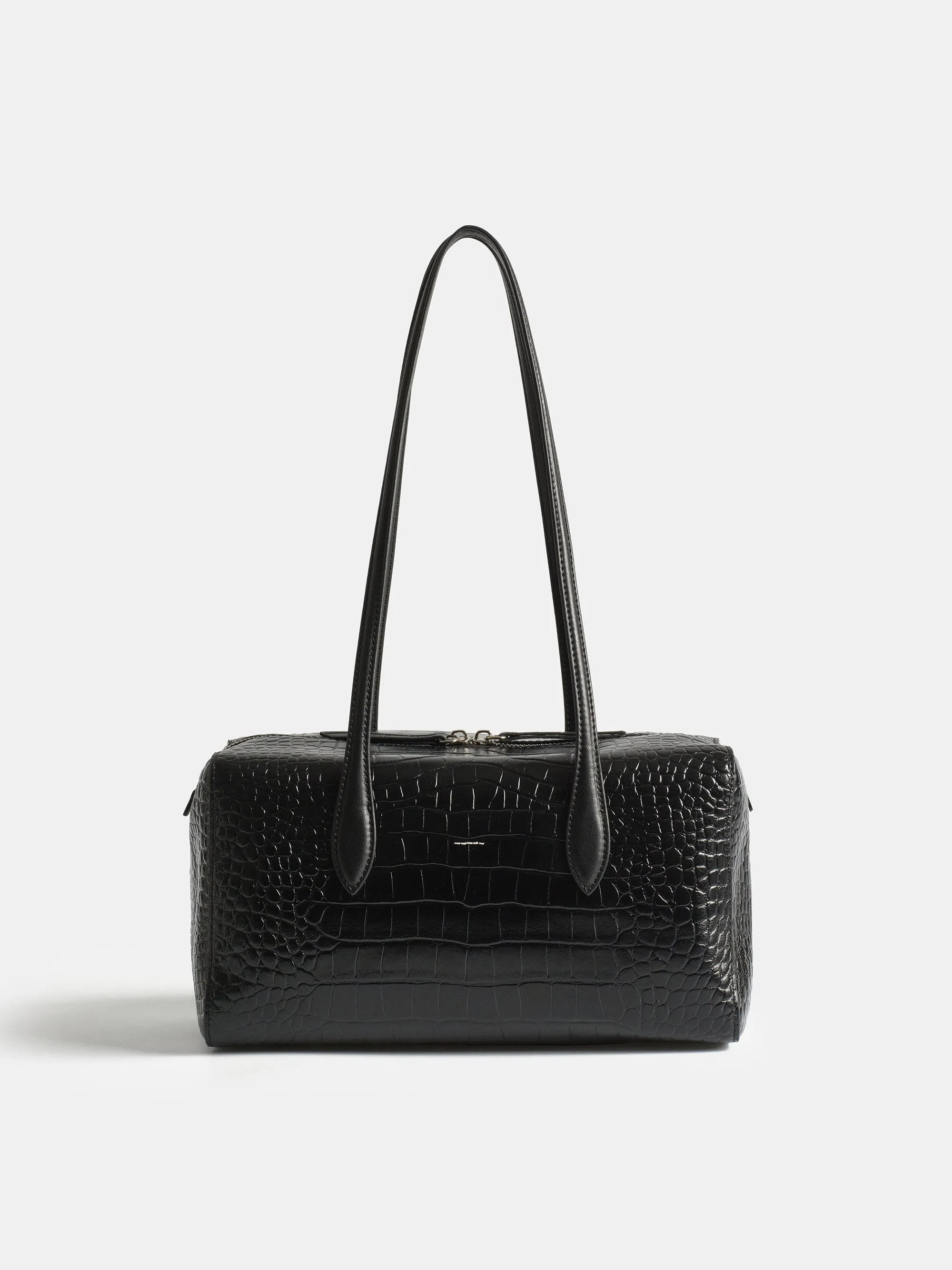 Croc-Embossed Leather Tote Bag, Black sold by Source Unknown product image thumbnail 3