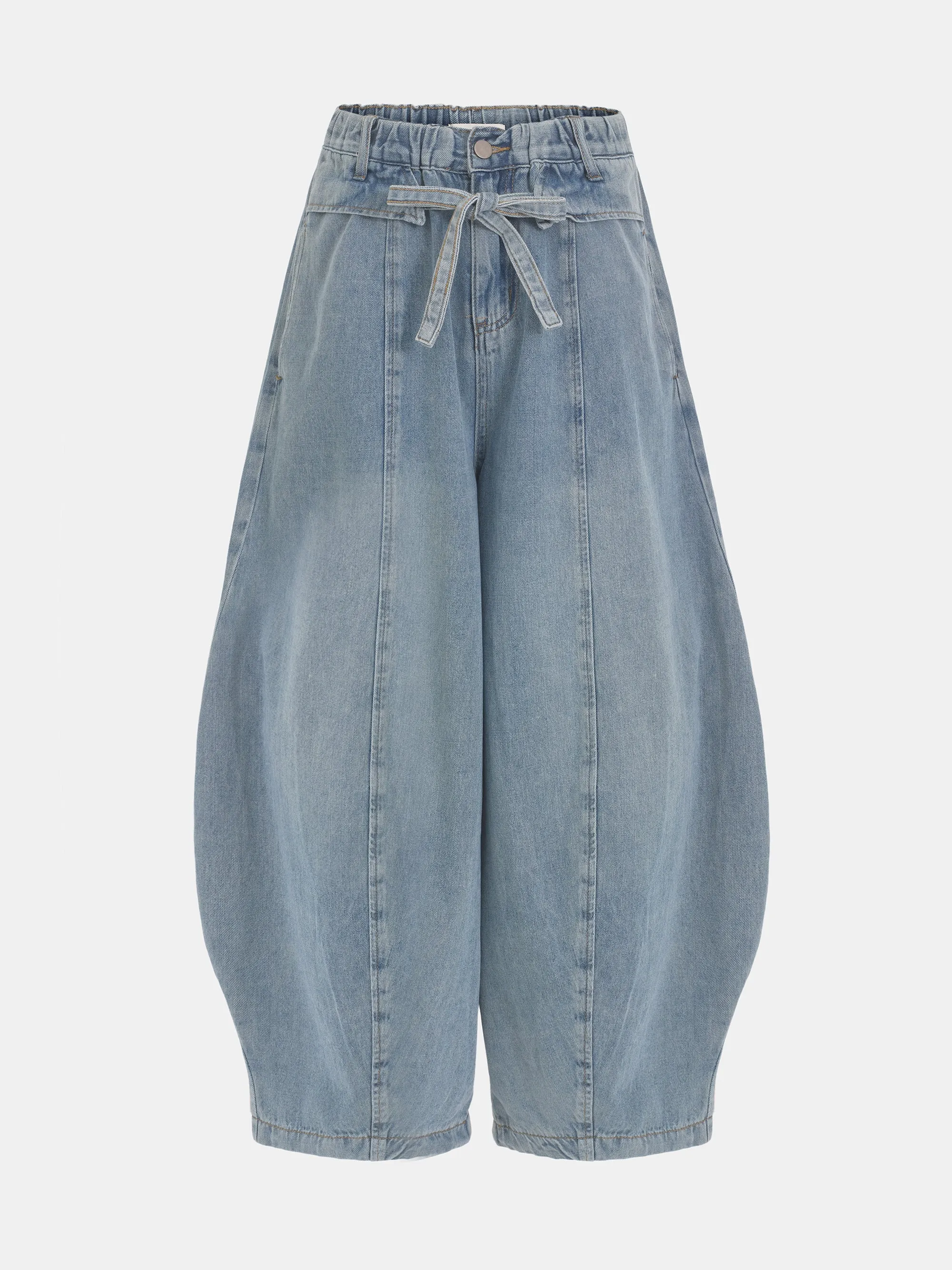 Drawstring Balloon Jeans, Light Blue sold by Source Unknown