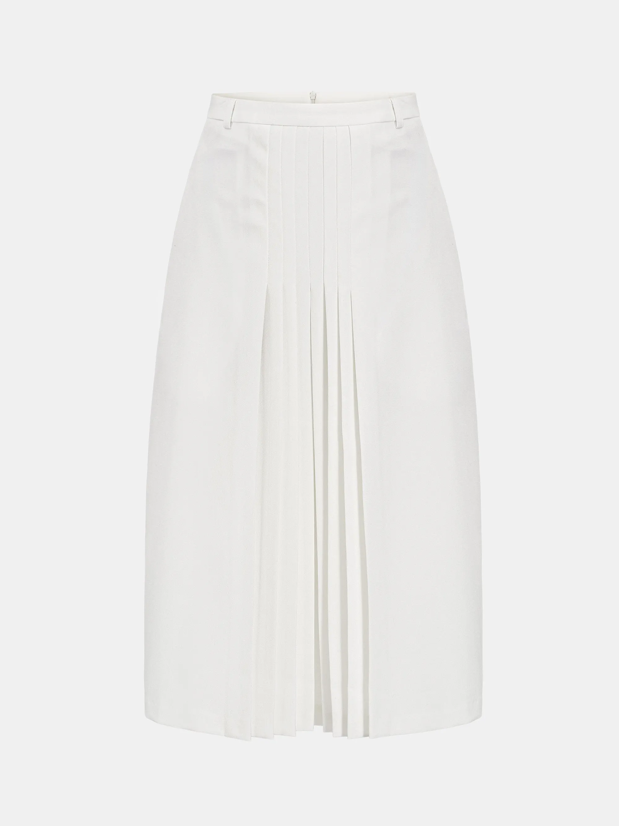 Pleated Midi Skirt, White sold by Source Unknown