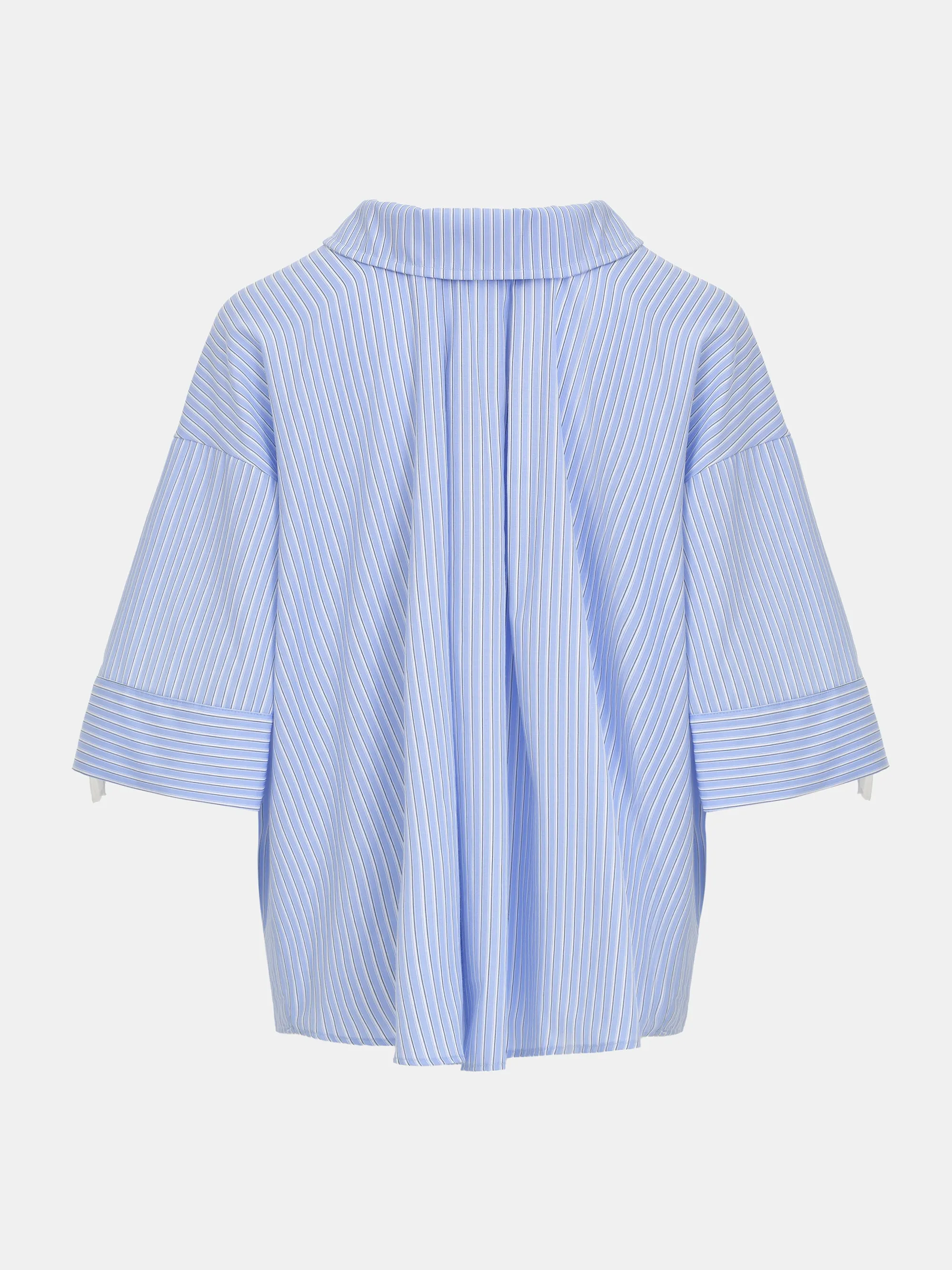 Drawstring Foldover-Collar Shirt, Striped Blue sold by Source Unknown product image thumbnail 3
