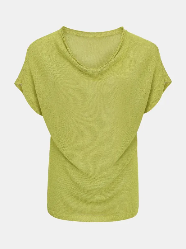 Draped Cowl-Neck Top, Olive made by Source Unknown