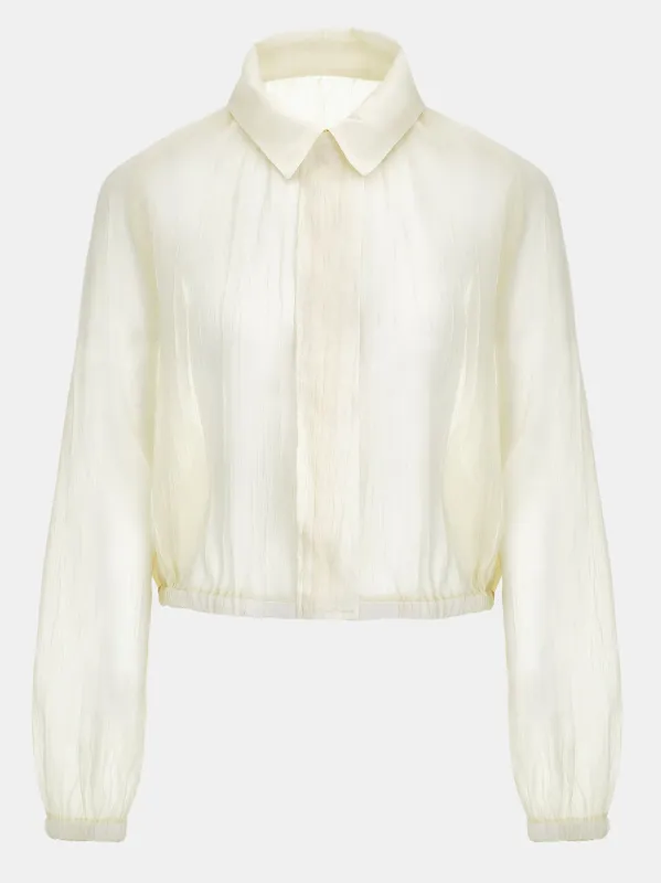 Crinkled Sheer Jacket, Ivory made by Source Unknown