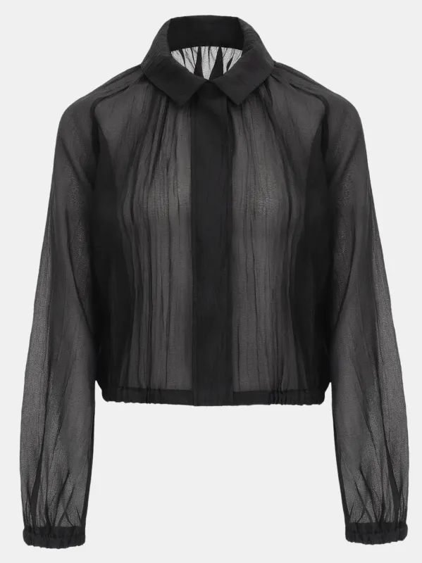 Crinkled Sheer Jacket, Black made by Source Unknown