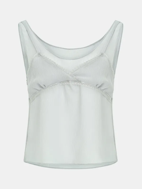 Lace-Trimmed Bustier Top, Grey made by Source Unknown