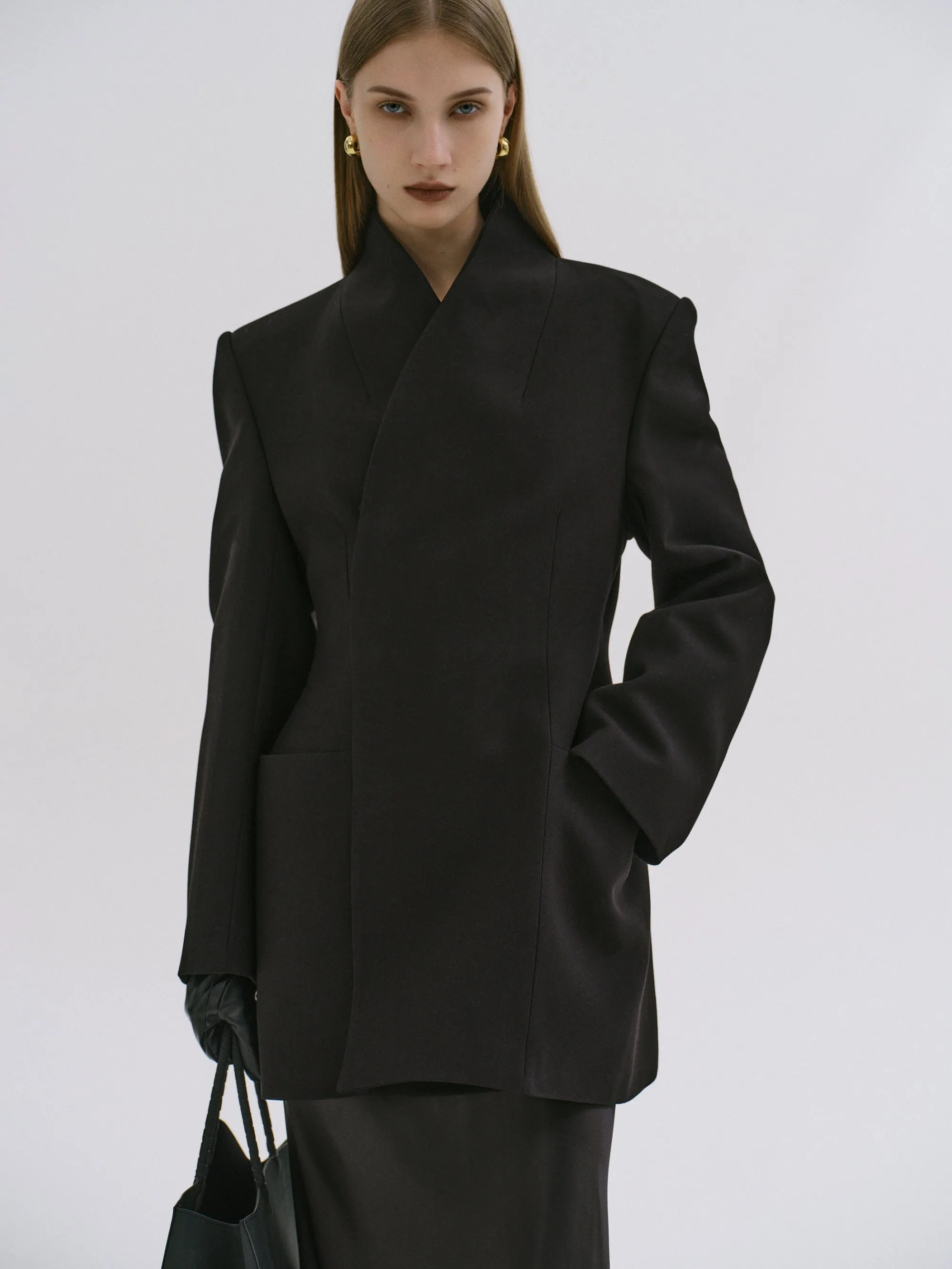Corrin Wrap Blazer, Black sold by Source Unknown