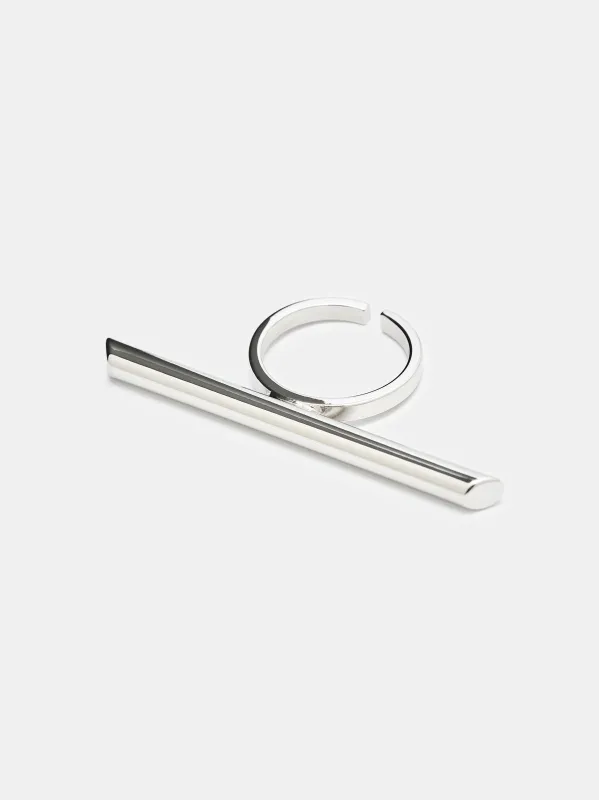 Brass Bar Ring, Silver made by Source Unknown