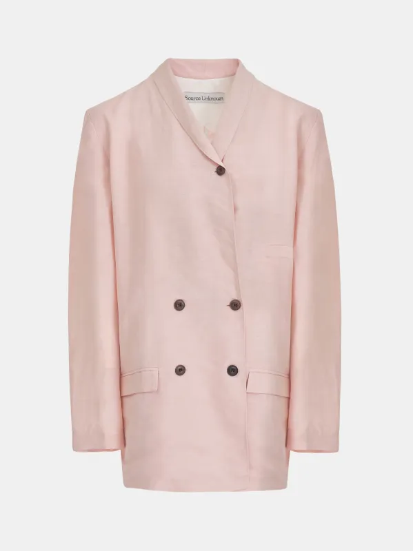 Beaza Linen-Blend Blazer, Pink made by Source Unknown