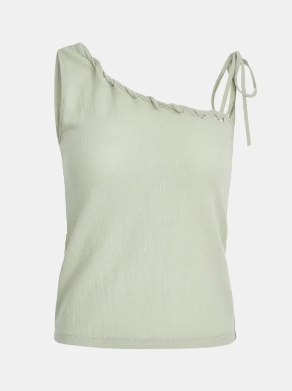 Tabi lace-Up Tank Top, Beige made by Source Unknown