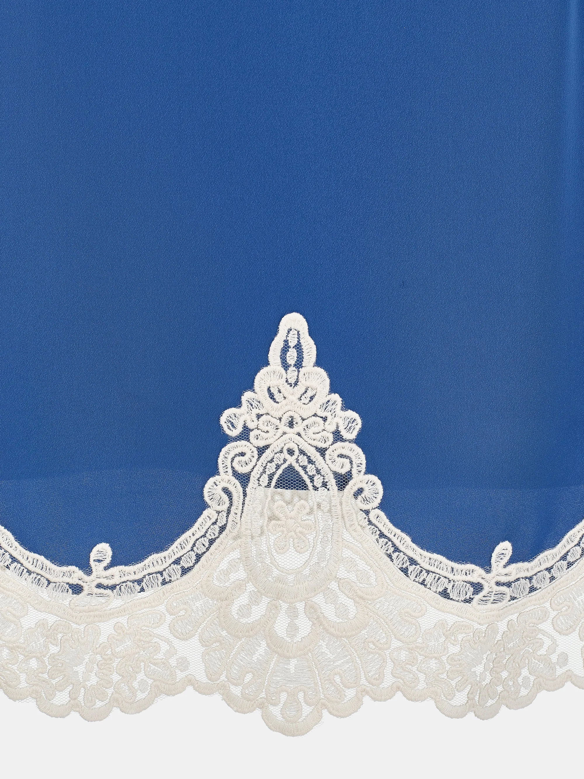 Celia Lace-Trimmed Satin Skirt, Blue sold by Source Unknown product image thumbnail 3