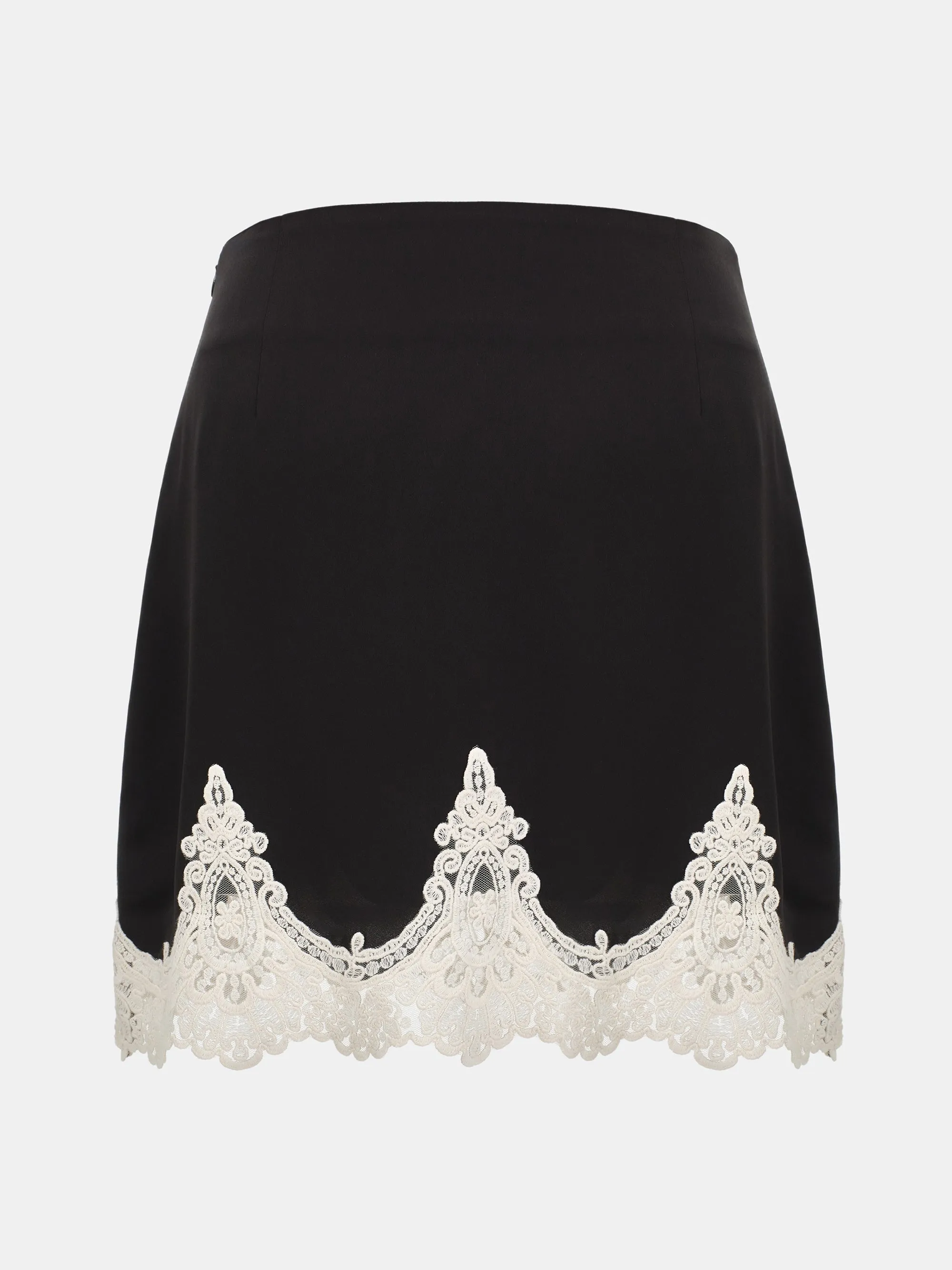 Celia Lace-Trimmed Satin Skirt, Black sold by Source Unknown product image thumbnail 2