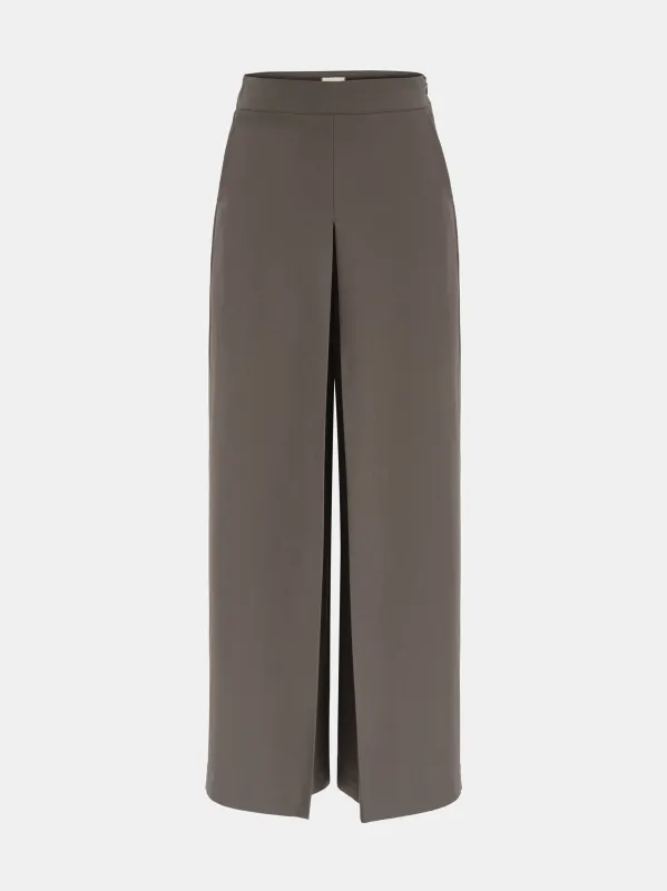 Thalia Box-Pleat Wide Trousers, Mocha made by Source Unknown