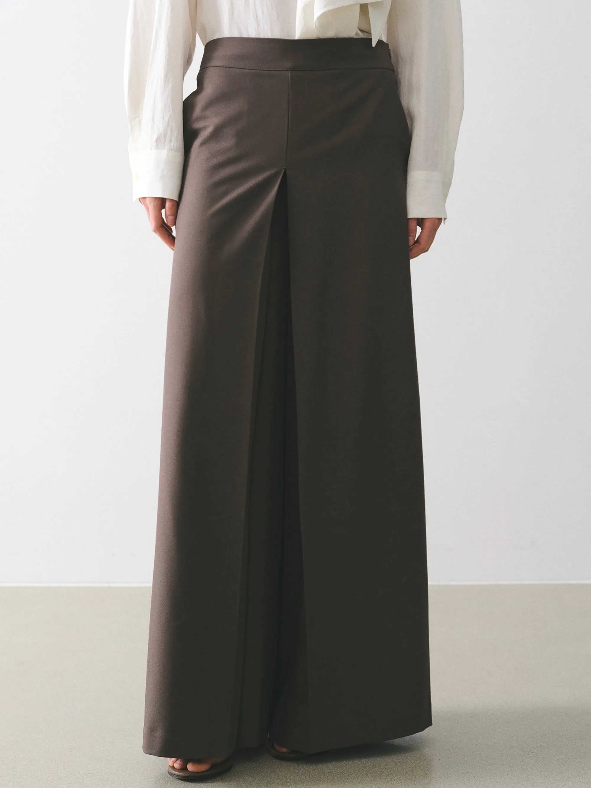 Thalia Box-Pleat Wide Trousers, Mocha sold by Source Unknown product image thumbnail 5