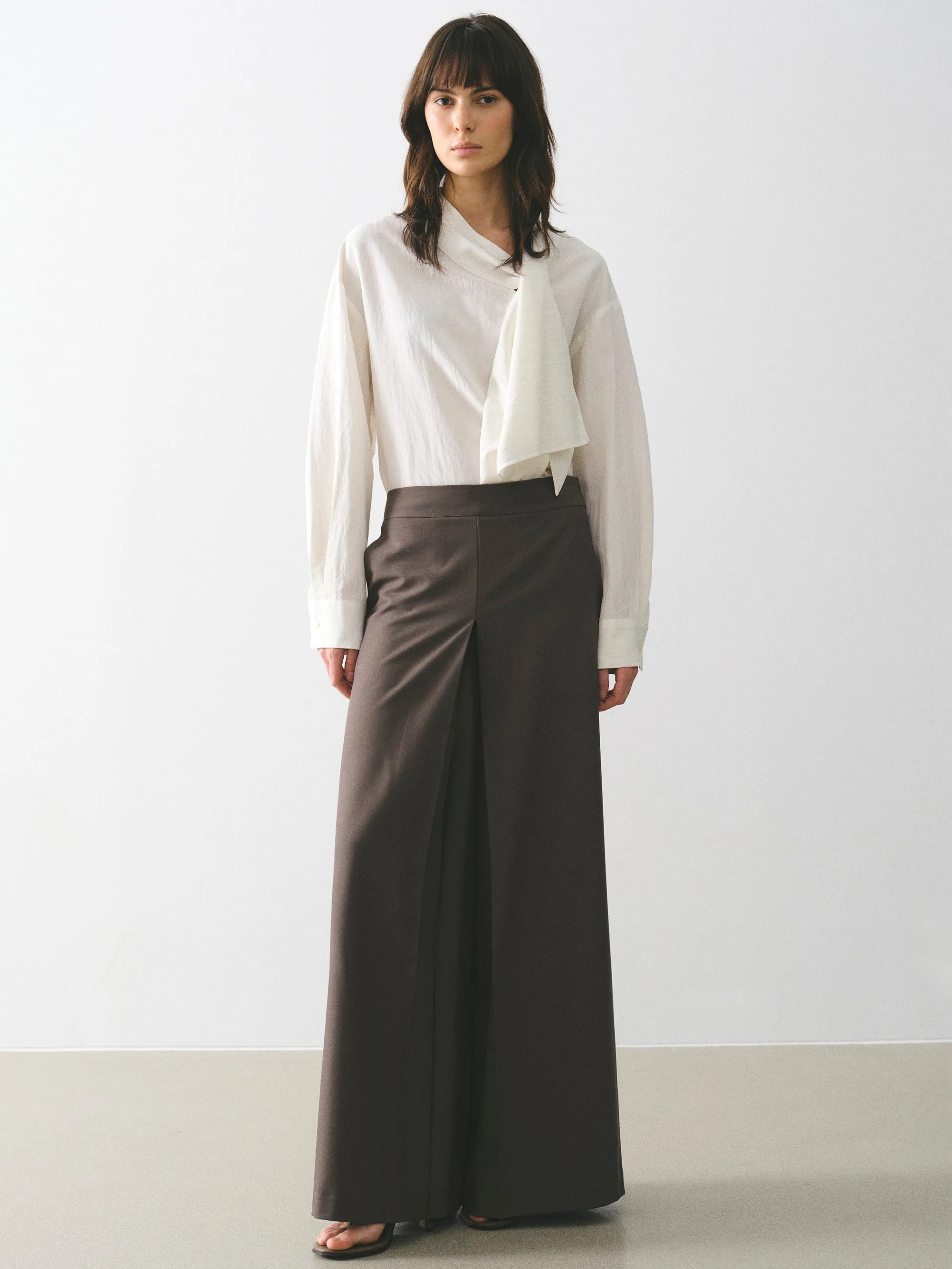 Thalia Box-Pleat Wide Trousers, Mocha sold by Source Unknown product image thumbnail 3