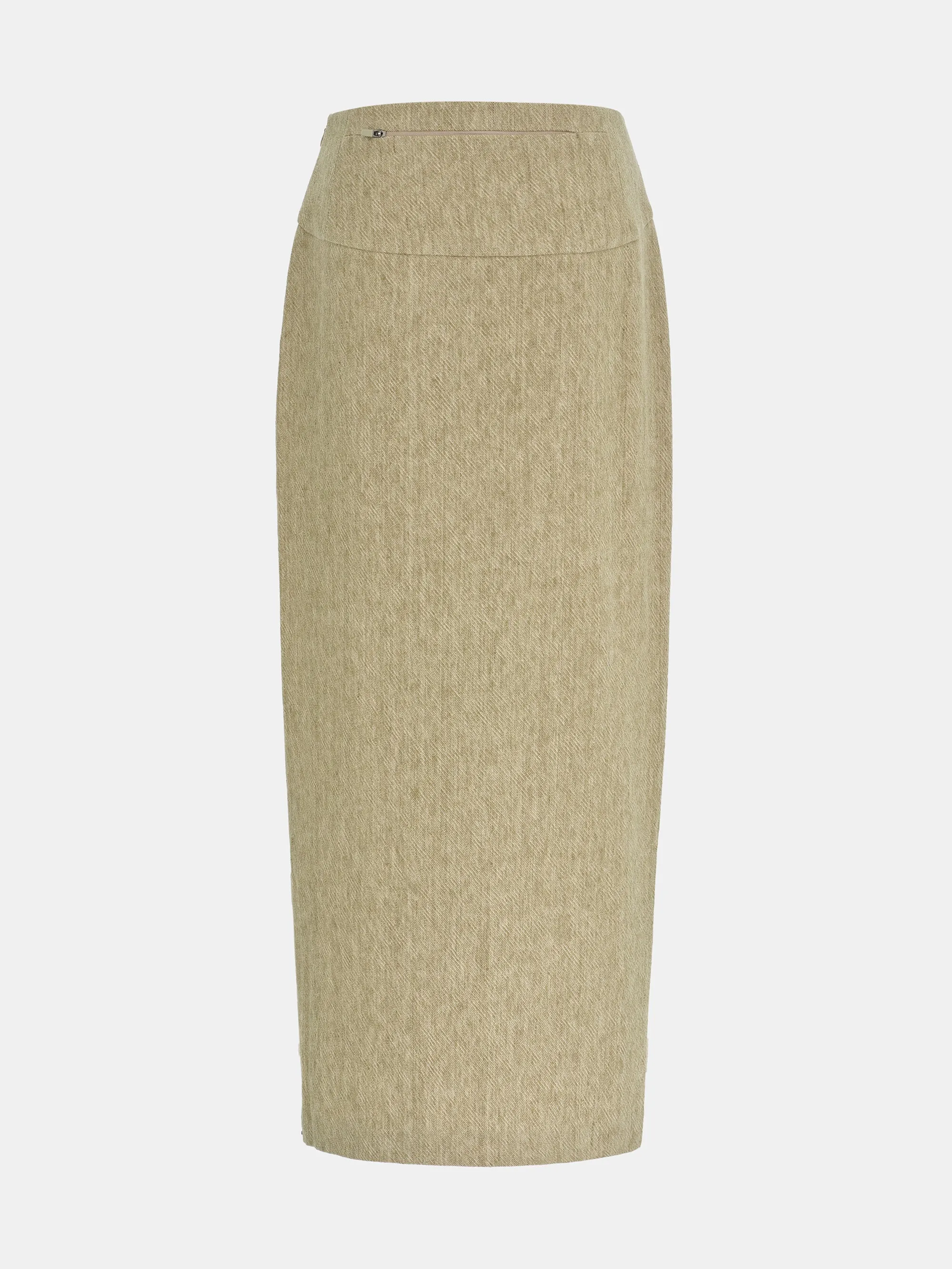 Reve Side-Slit Linen-Blend Skirt, Beige sold by Source Unknown product image thumbnail 2