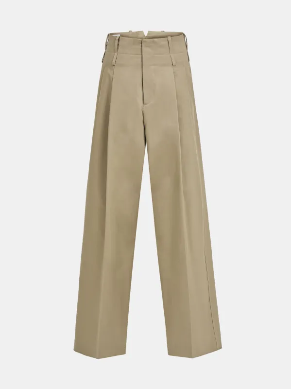 Dalston Double Waistband Chino Trousers, Beige made by Source Unknown