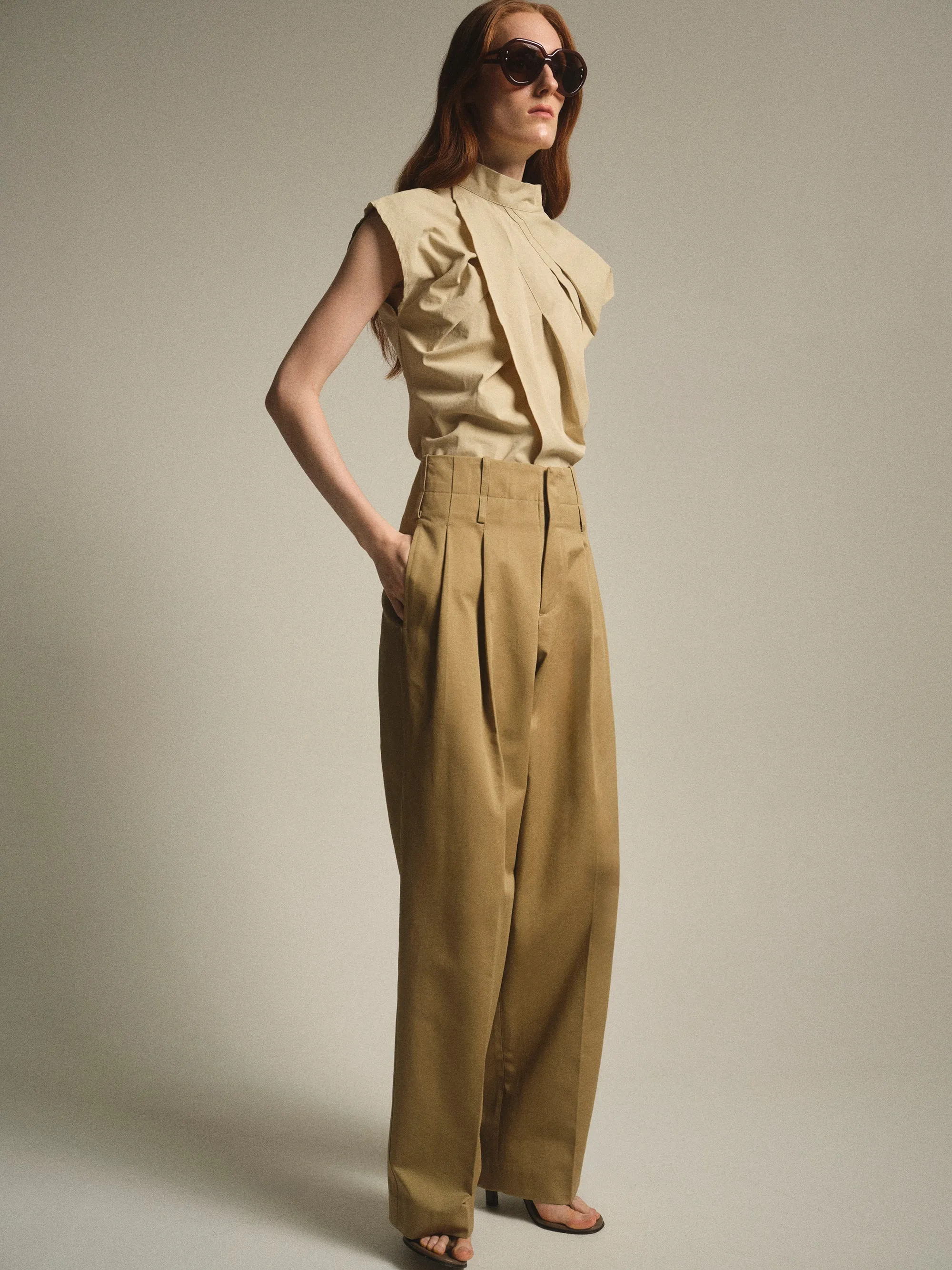 Dalston Double Waistband Chino Trousers, Beige sold by Source Unknown product image thumbnail 4