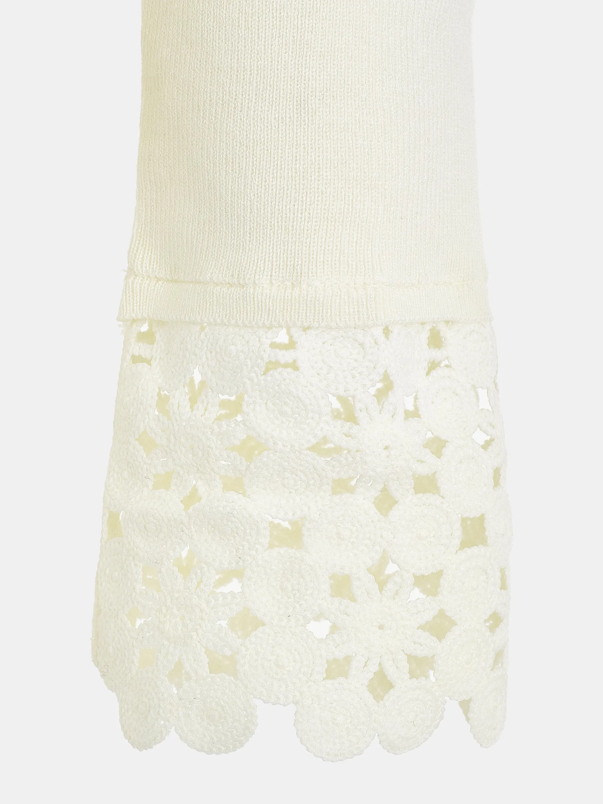 Nilo Crochet Cuff V-Neck Knit Top, Ivory sold by Source Unknown product image thumbnail 2
