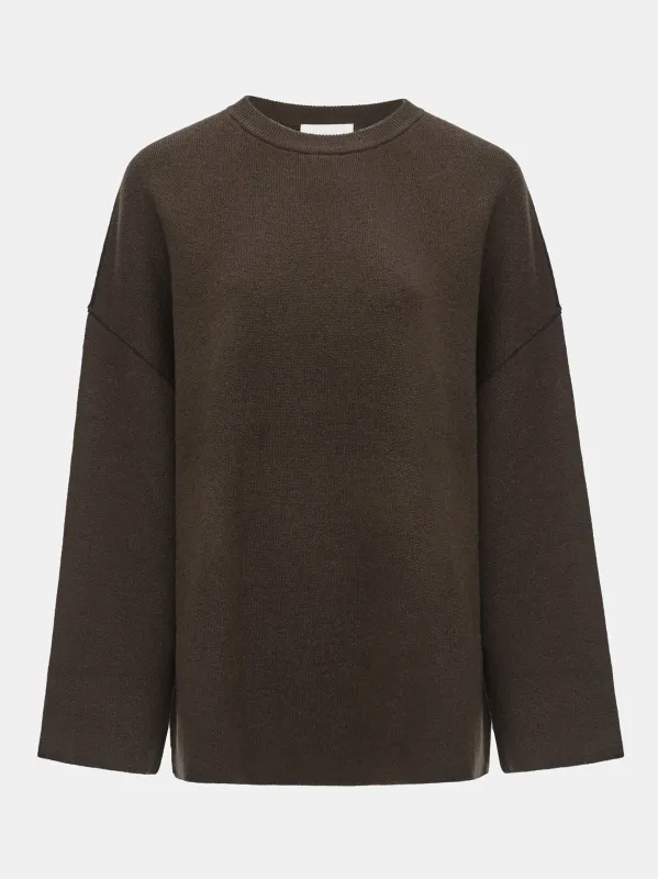 Aleksa Brushed Wool-Blend Jumper, Brown made by Source Unknown
