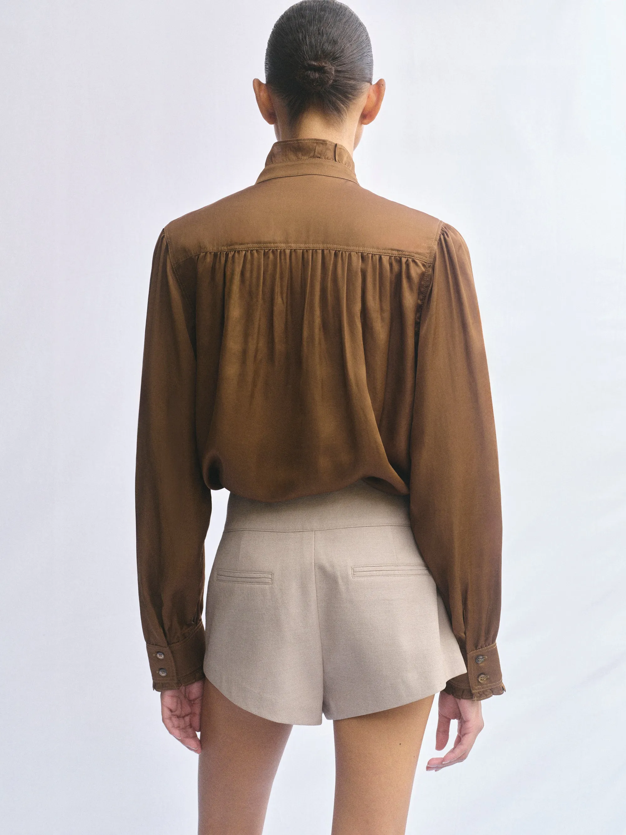 Della Frilled Neck Blouse, Brown sold by Source Unknown product image thumbnail 4