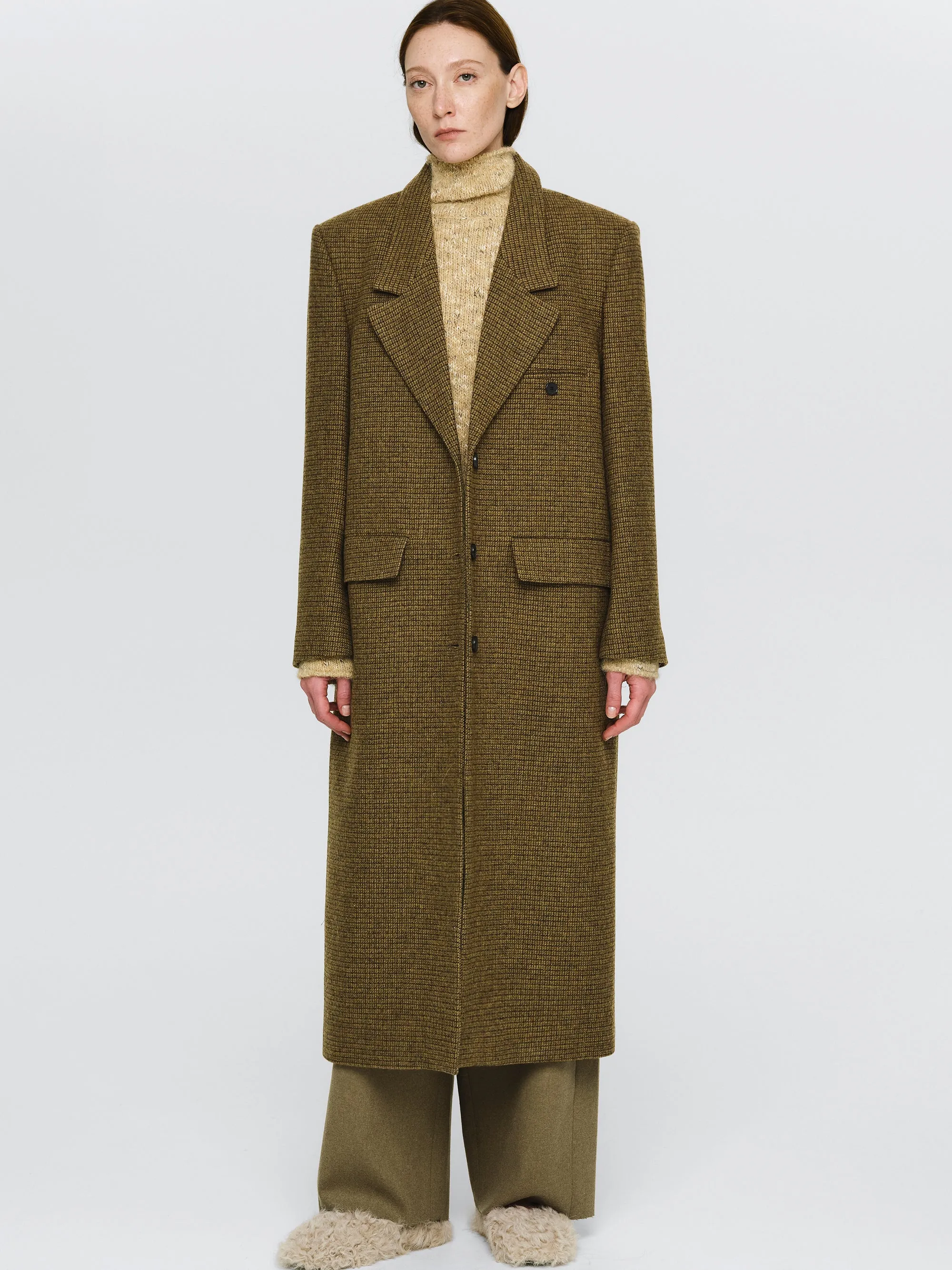 Lava Plaid Wool Maxi Coat, Brown sold by Source Unknown product image thumbnail 4