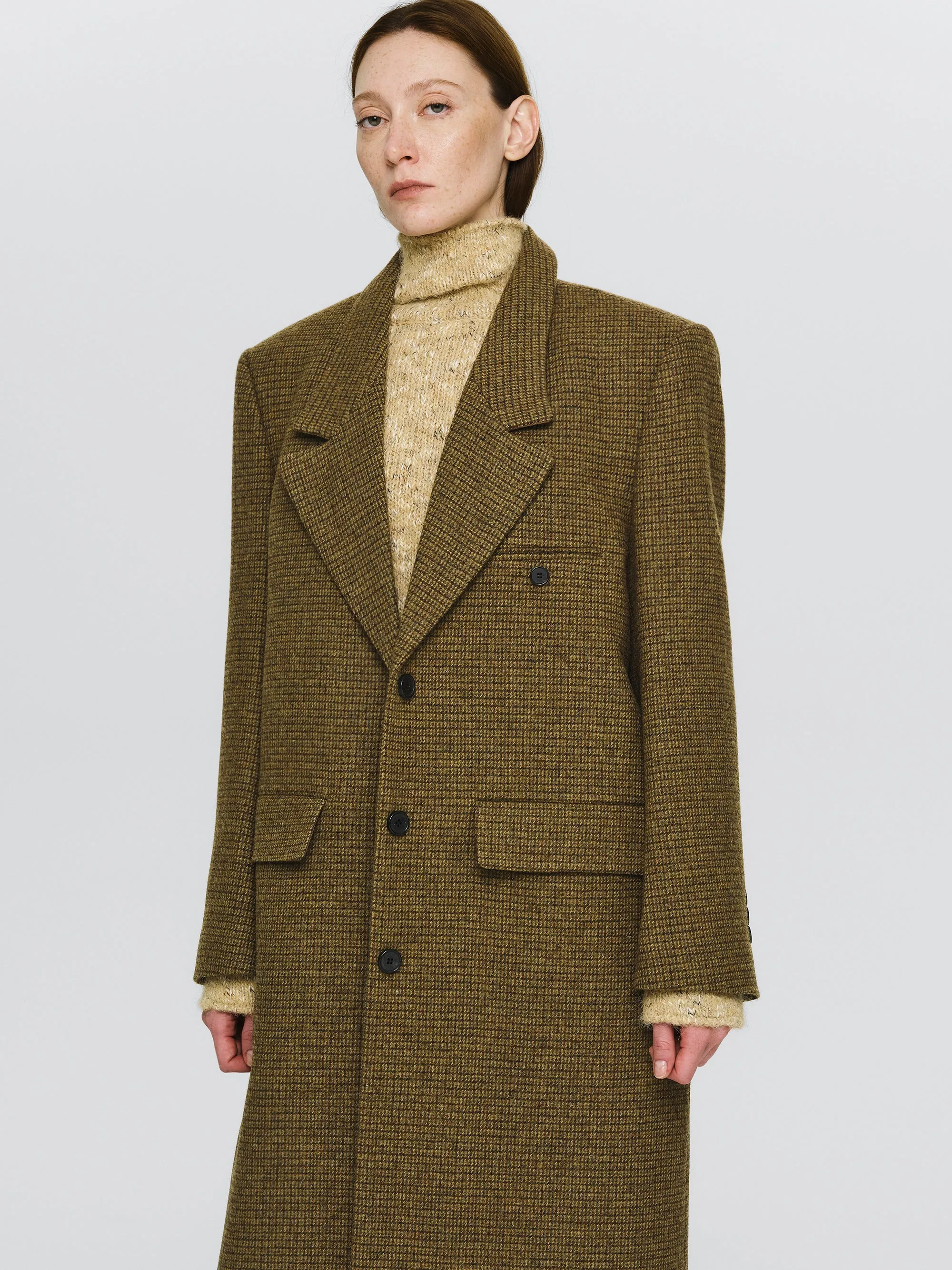 Lava Plaid Wool Maxi Coat, Brown sold by Source Unknown product image thumbnail 3