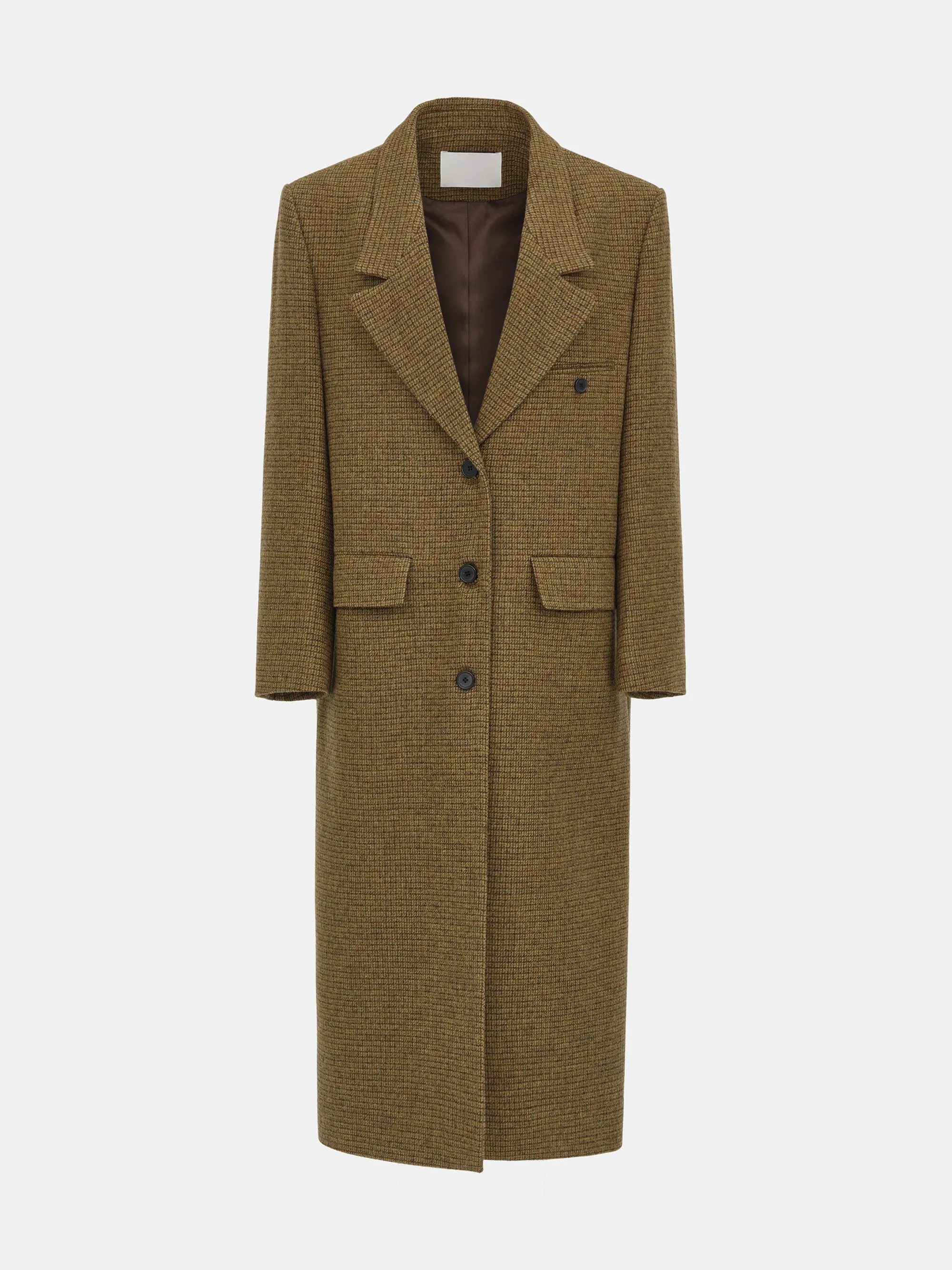 Lava Plaid Wool Maxi Coat, Brown sold by Source Unknown