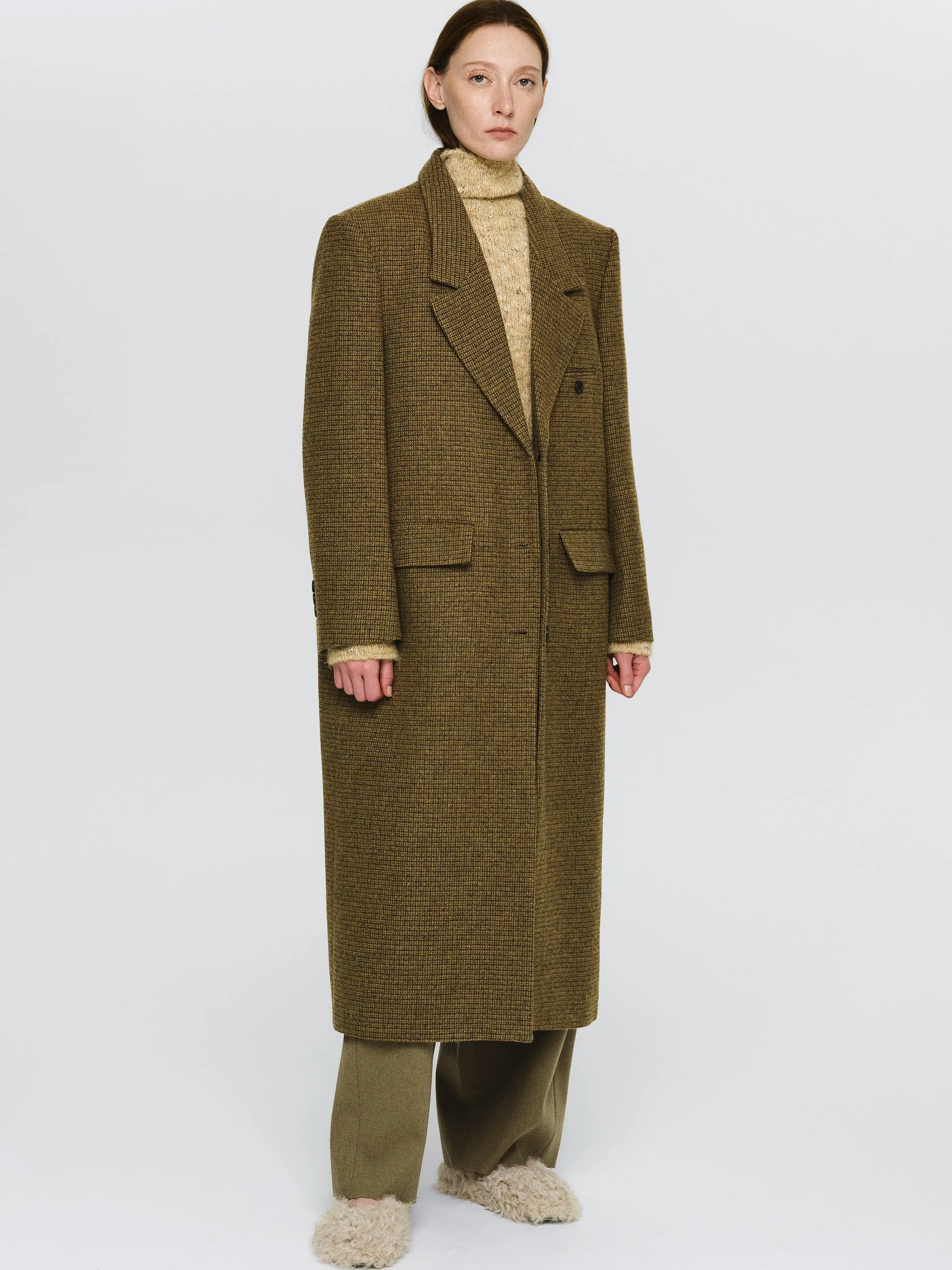 Lava Plaid Wool Maxi Coat, Brown sold by Source Unknown product image thumbnail 2