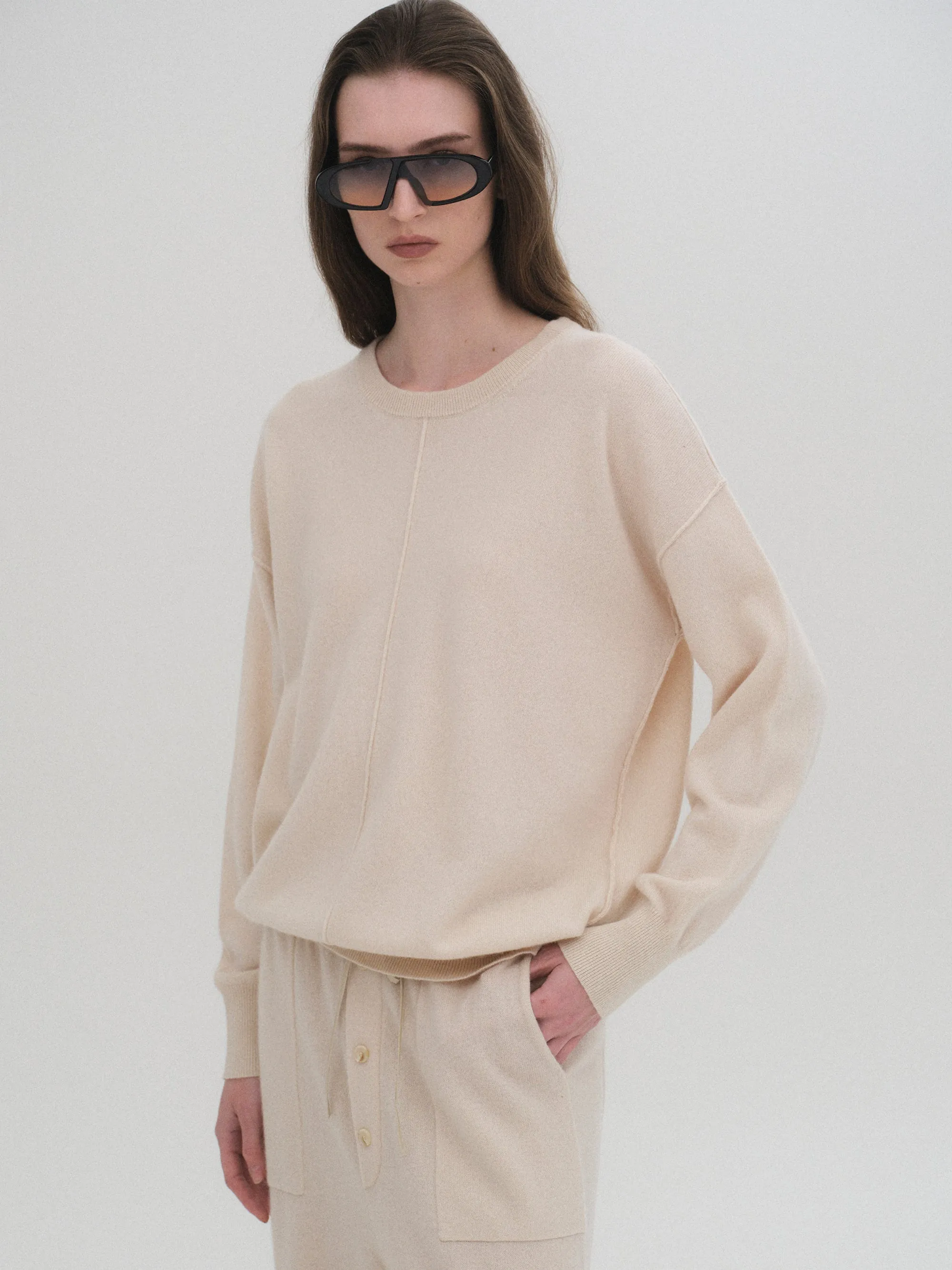 Pama Round-Neck Wool Top, Ivory sold by Source Unknown product image thumbnail 3