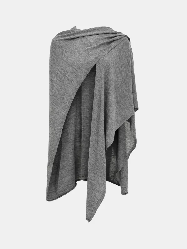 Jane Wool-Blend Knit Shawl, Grey made by Source Unknown