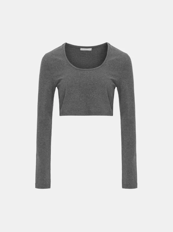 Omato Cropped Modal Tee, Charcoal made by Source Unknown