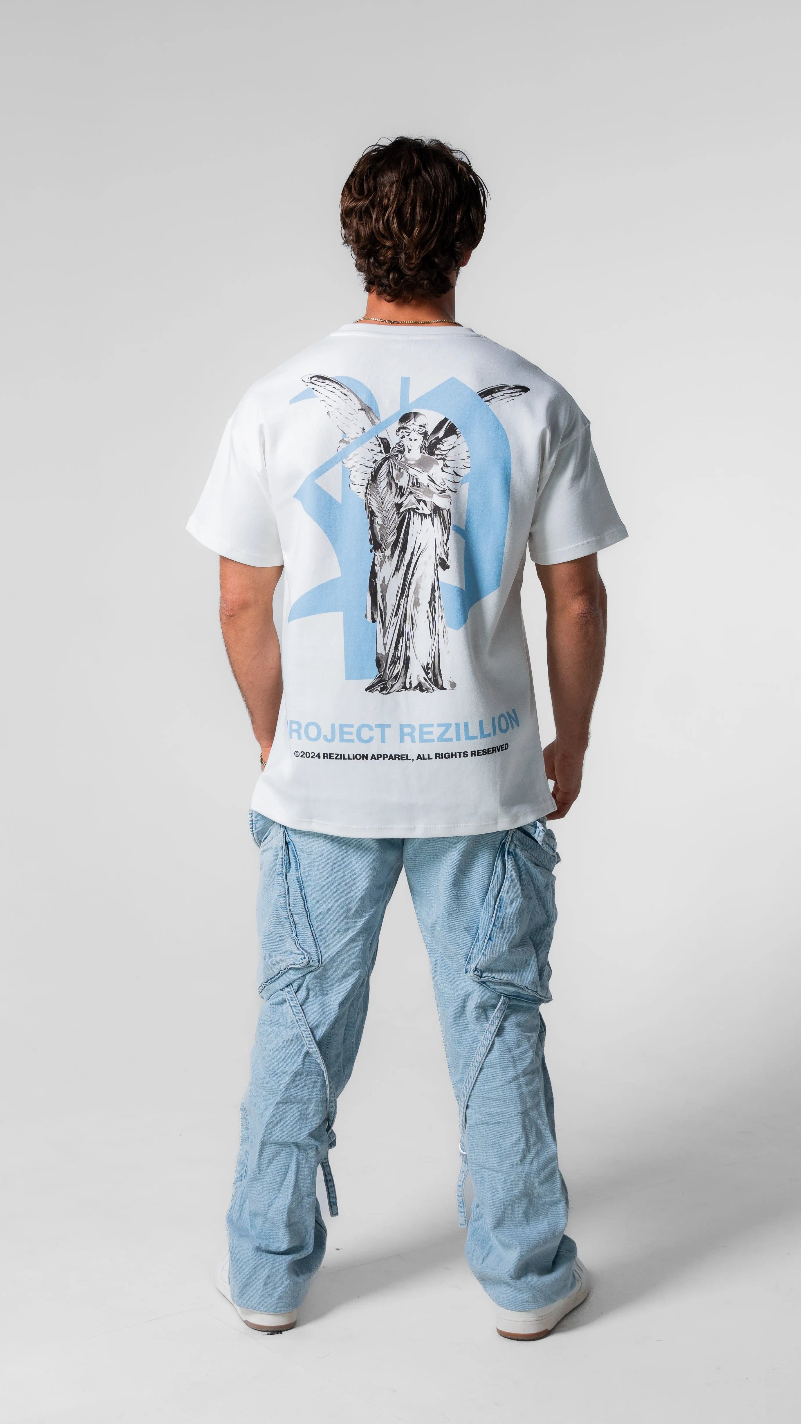 Project Rezillion Angel Tee (White & Blue) sold by Rezillion Apparel