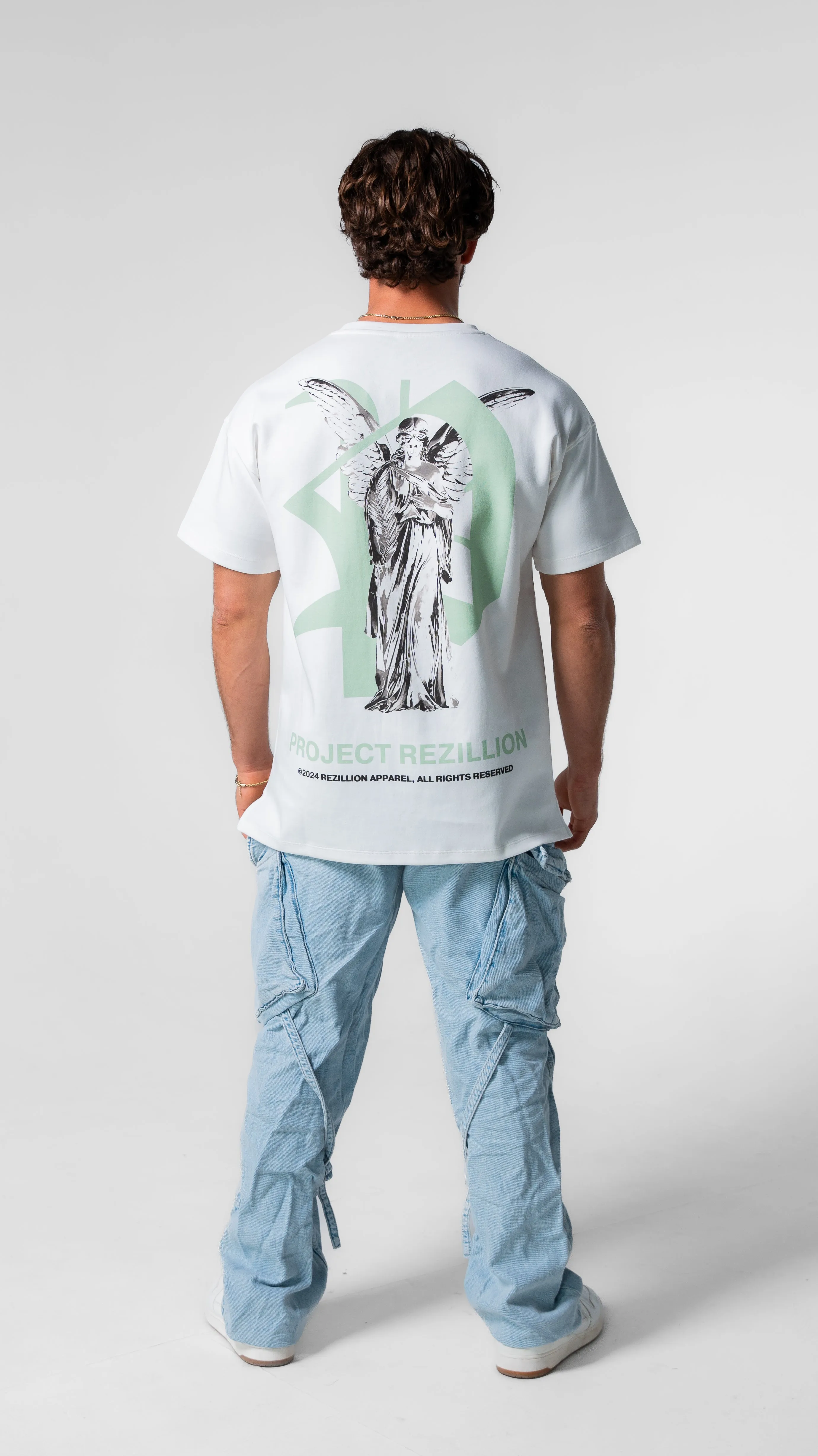 Project Rezillion Angel Tee (White & Green) sold by Rezillion Apparel