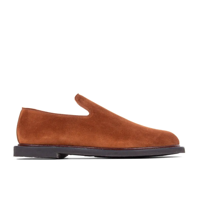 Slipper - Polo Brown Janus Calf Suede made by Viberg