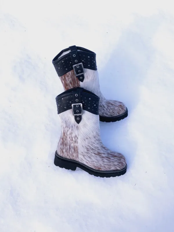 MOGSki SPECKLED CALF HAIR CRYSTAL SNOW BOOT made by MOGSki
