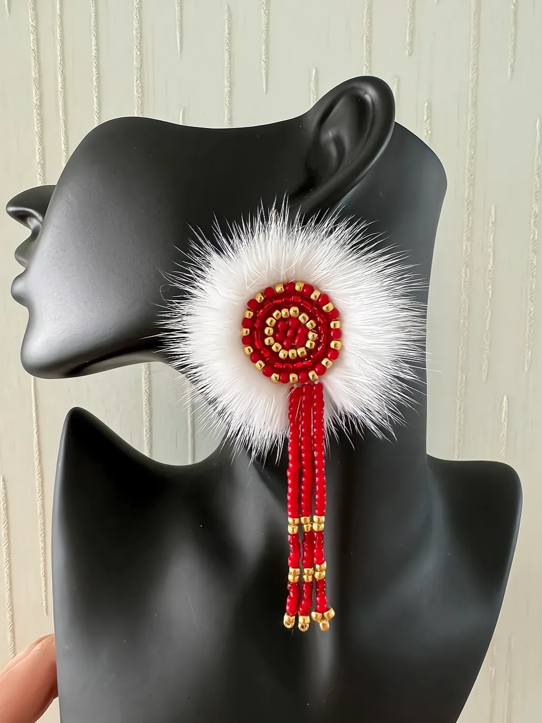 The Ewenki Sunflower Earrings – Handcrafted Mink Fur with Customizable Design sold by MOGSki product image thumbnail 5