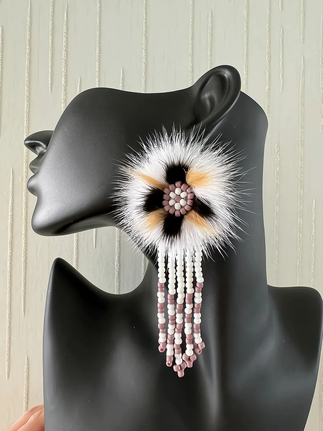 The Ewenki Sunflower Earrings – Handcrafted Mink Fur with Customizable Design sold by MOGSki product image thumbnail 3