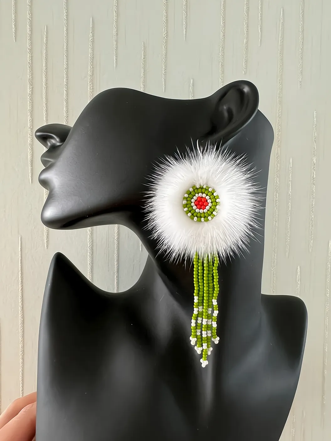 The Ewenki Sunflower Earrings – Handcrafted Mink Fur with Customizable Design sold by MOGSki product image thumbnail 4