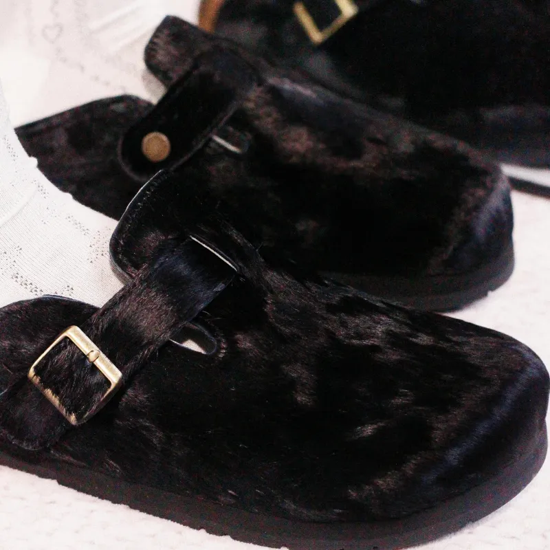 MOGSki Noir Calf Hair Clog made by MOGSki