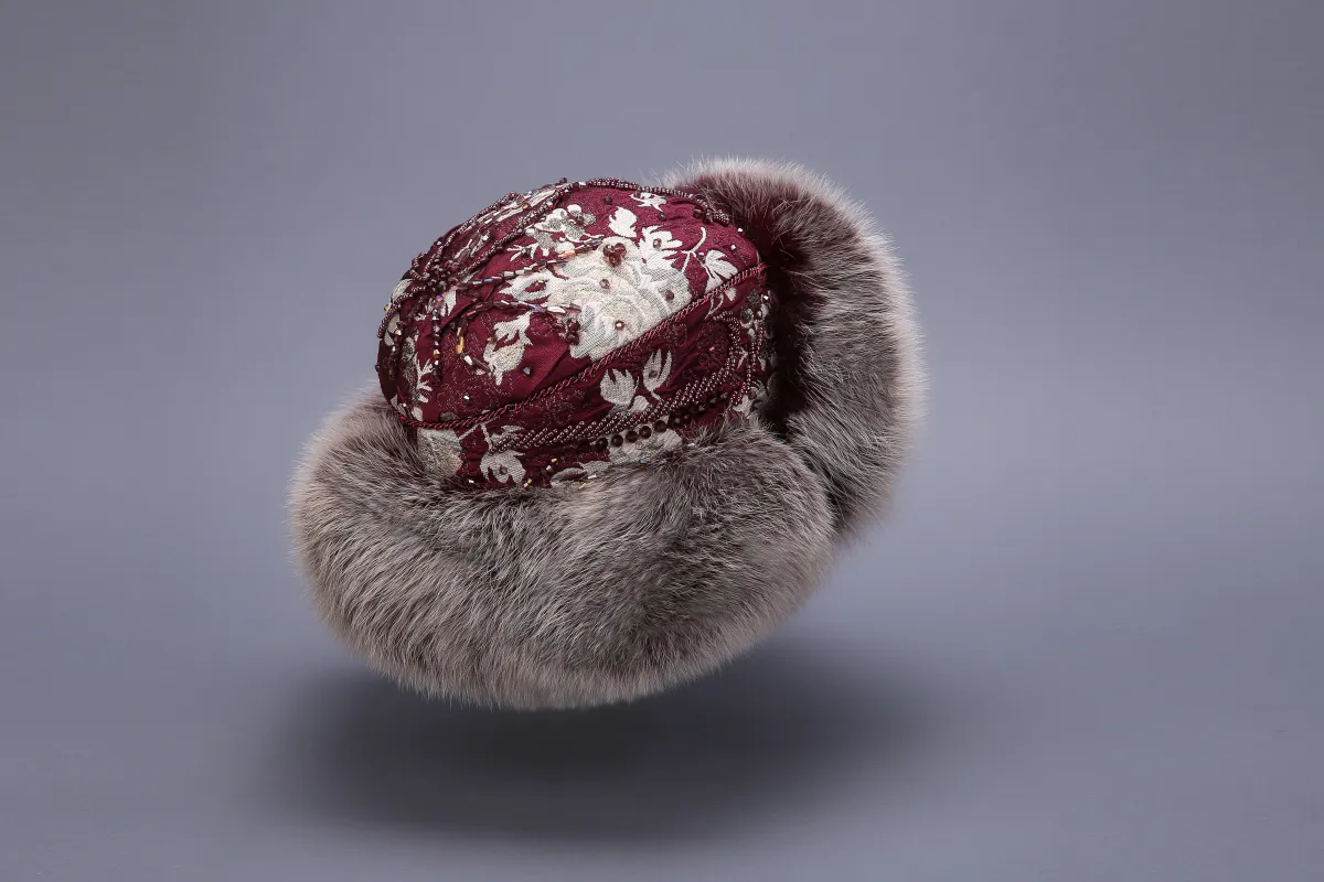 Handcrafted Fox Fur Beaded Hat made by MOGSki