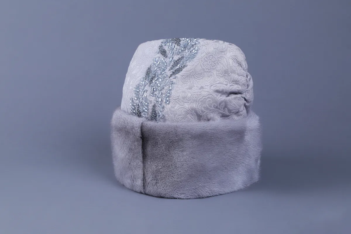 Hand-Beaded Mink Fur Hat made by MOGSki