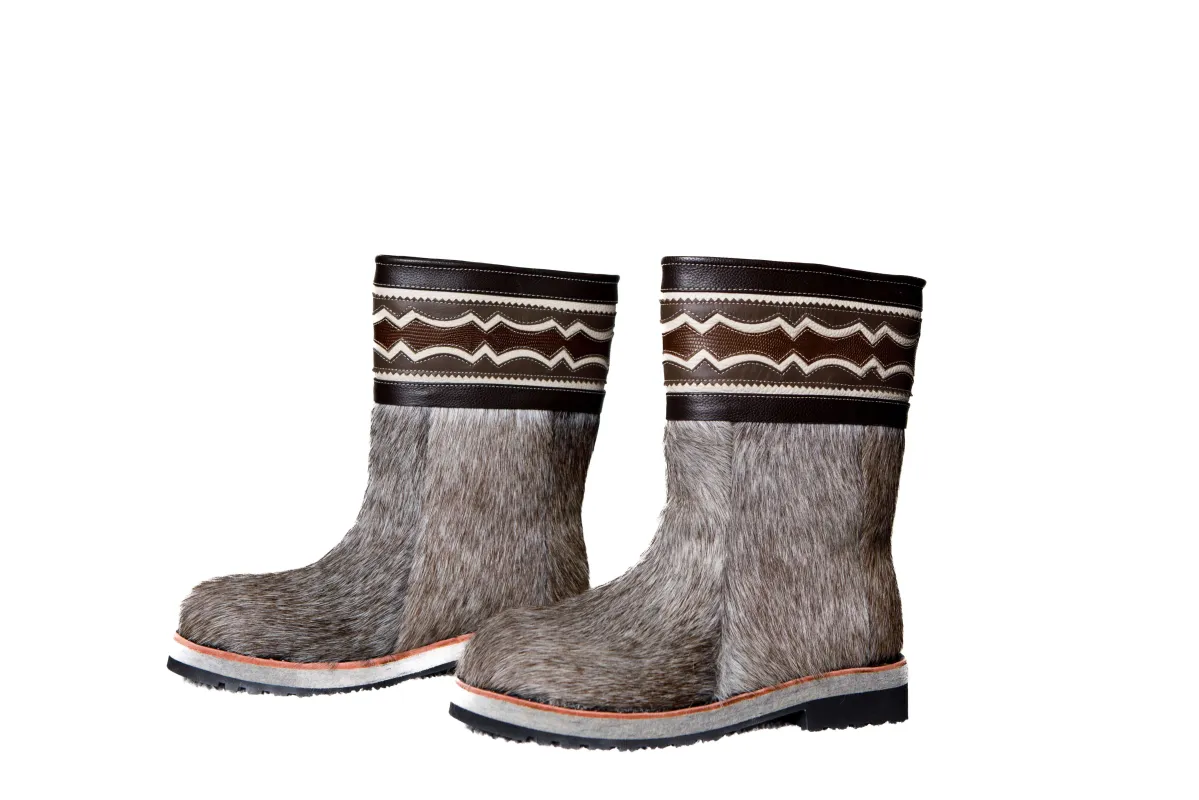 MOGSki STEPPE GREY CALF HAIR SNOW BOOT made by MOGSki