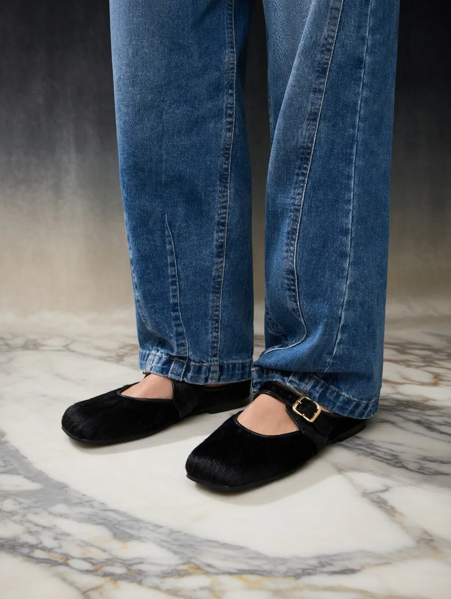 MOGSki NOIR BLACK MARY JANE CALF HAIR FLAT sold by MOGSki product image thumbnail 4