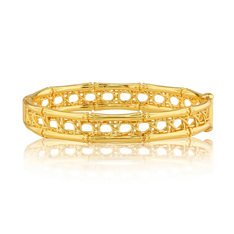 Veranda Caning Hinged Bangle, S/M - Gold sold by Capucine De Wulf