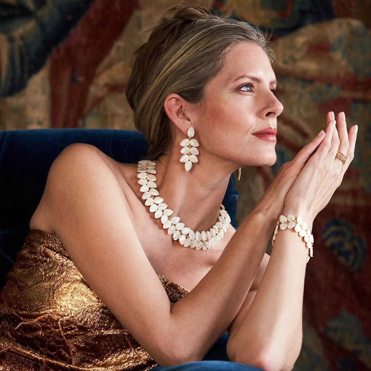 Mermaid Garden Vine Drop Earrings - MOP sold by Capucine De Wulf product image thumbnail 4