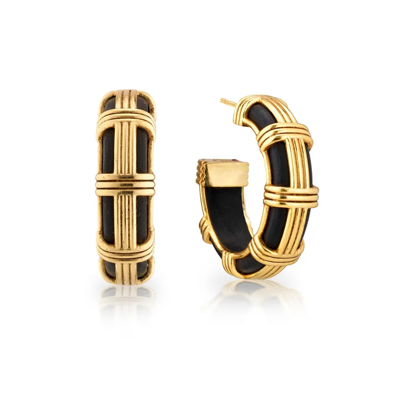 Gaia Cage Hoop Earrings - Ebony sold by Capucine De Wulf
