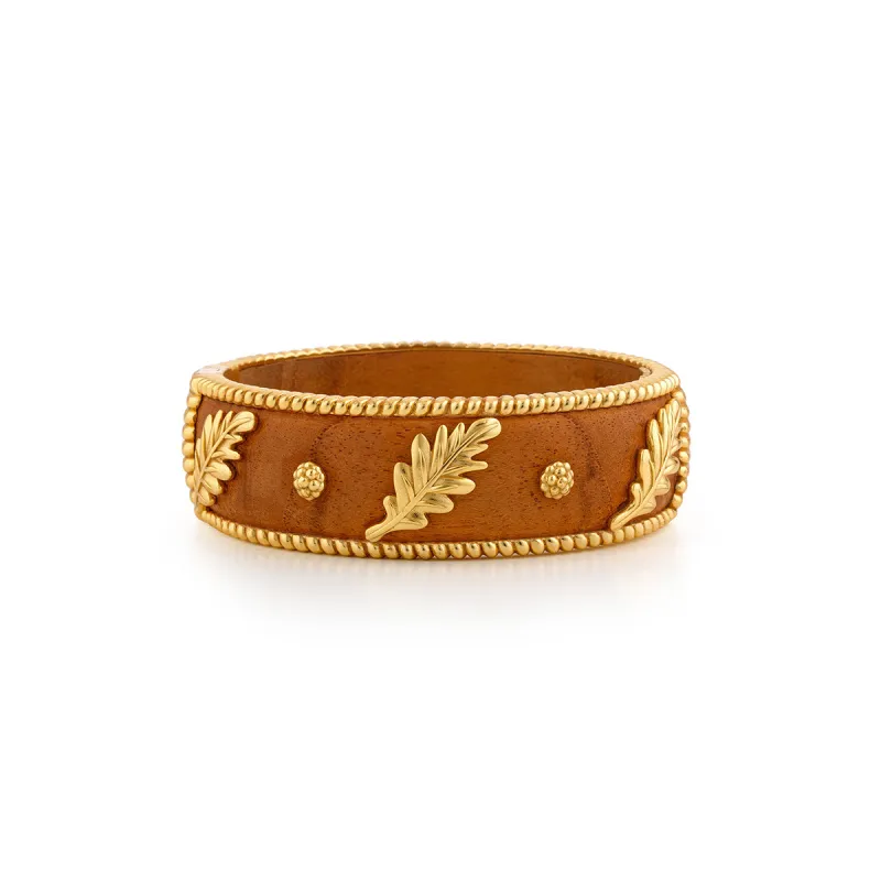 Forest Walk Oak Leaf Bangle - Teak sold by Capucine De Wulf