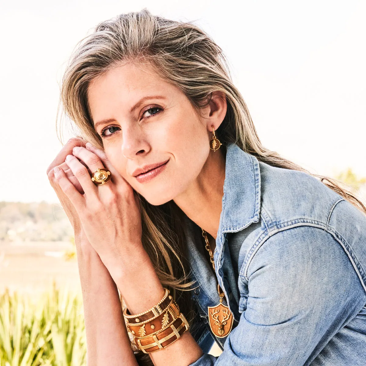 Forest Walk Oak Leaf Earrings with Double Sided Charm - Teak/Gold sold by Capucine De Wulf product image thumbnail 3