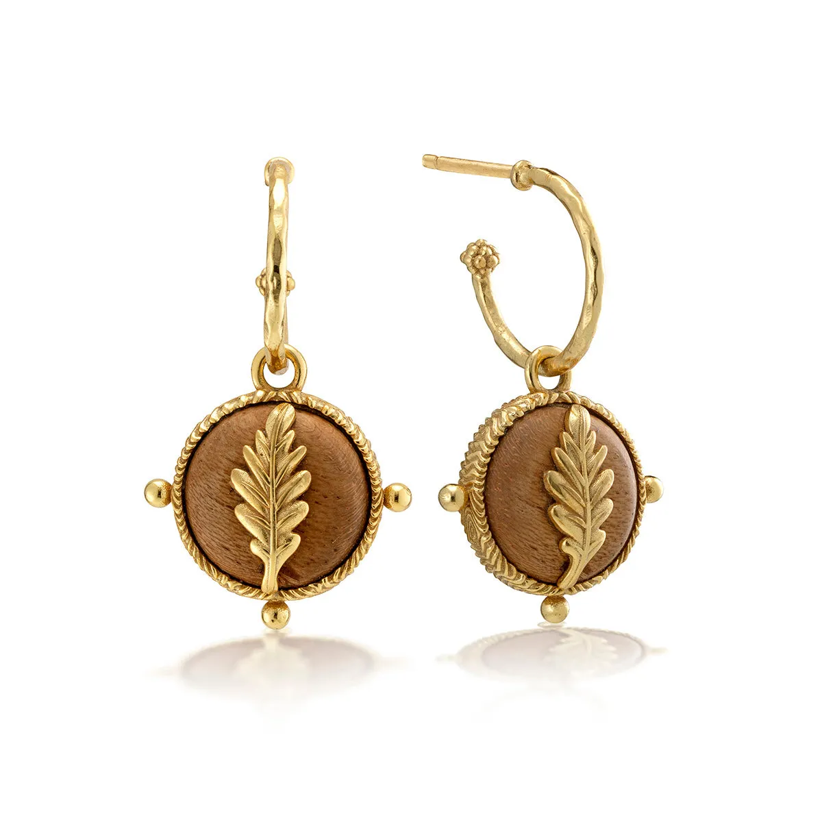 Forest Walk Oak Leaf Earrings with Double Sided Charm - Teak/Gold sold by Capucine De Wulf product image thumbnail 5