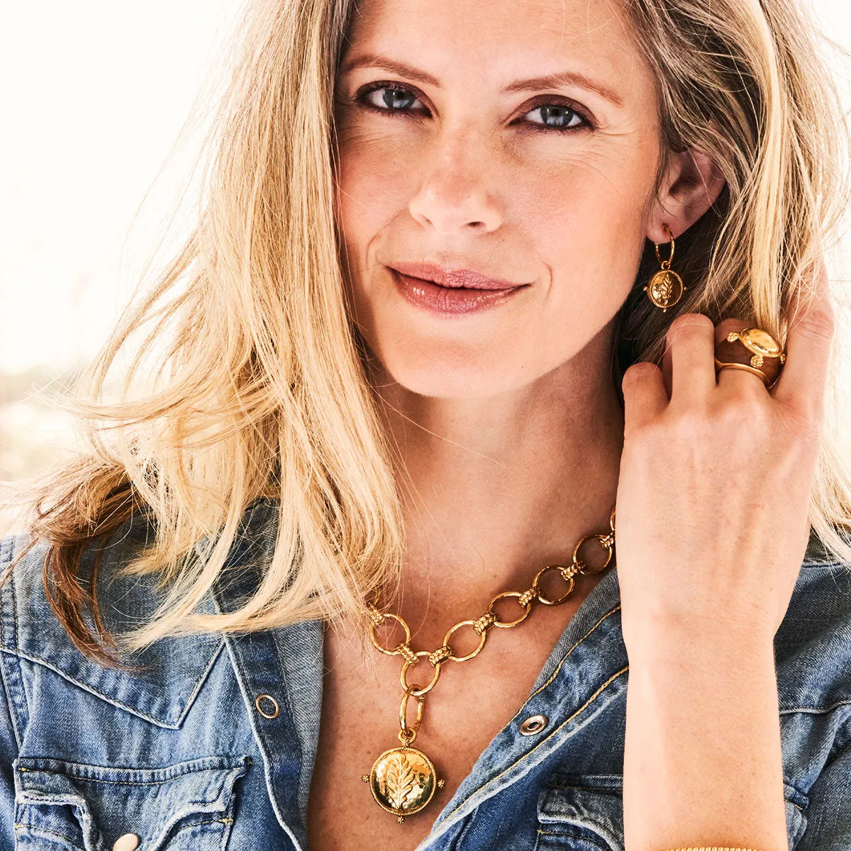 Forest Walk Oak Leaf Double Sided Pendant - Teak/Gold sold by Capucine De Wulf product image thumbnail 2